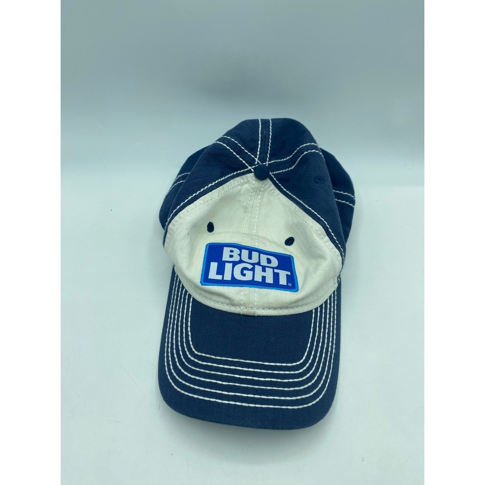 Bud Light Hat Navy Blue White Contrast Stitch Baseball Cap M3 Sportgear 2017